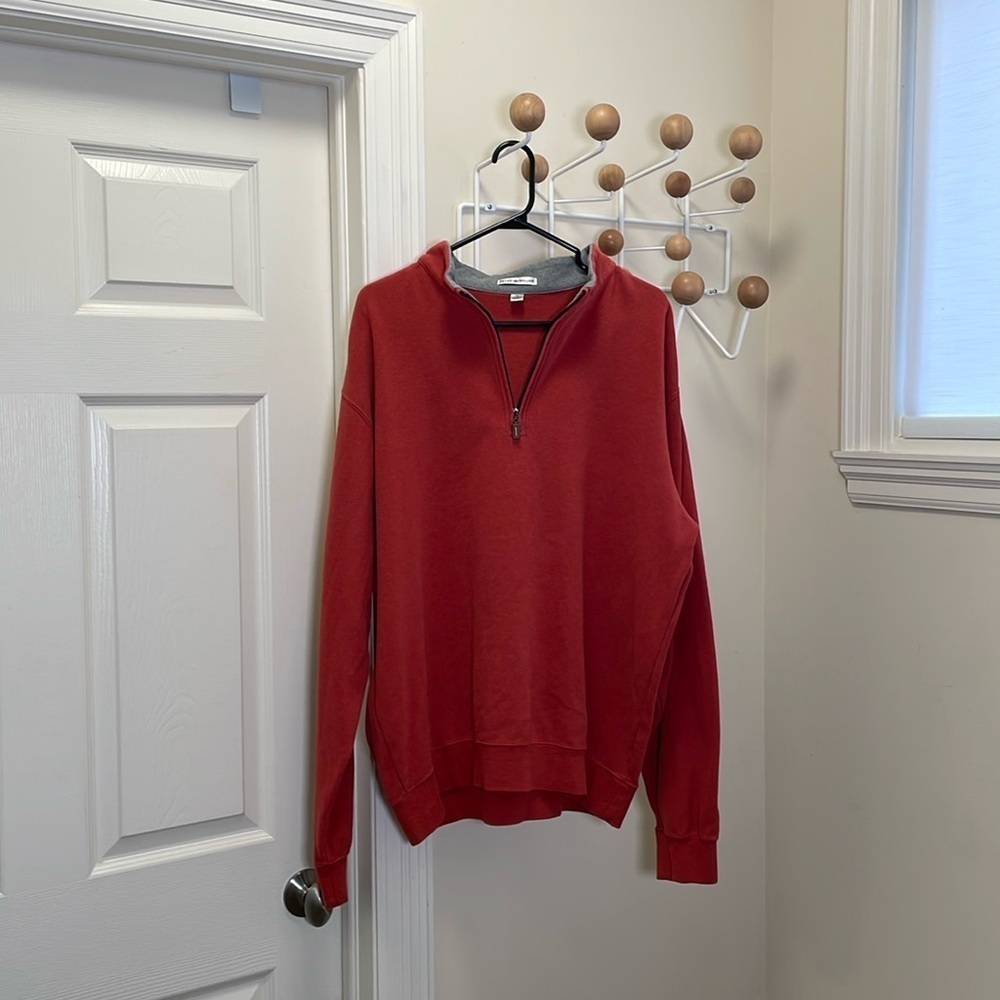 Peter Millar - Crown Golf Long Sleeve 1/4 Zip Up Pullover - Orange - XL